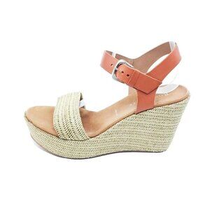 Ron White Shelly Womens Raffia Wedge Sandals Leather Ankle Strap EU 40 US 9.5-10